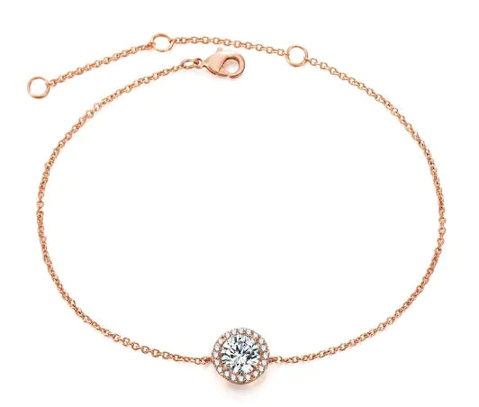 Diamond-Studded Bracelet, Moonstone, Gold-Plated Bracelet