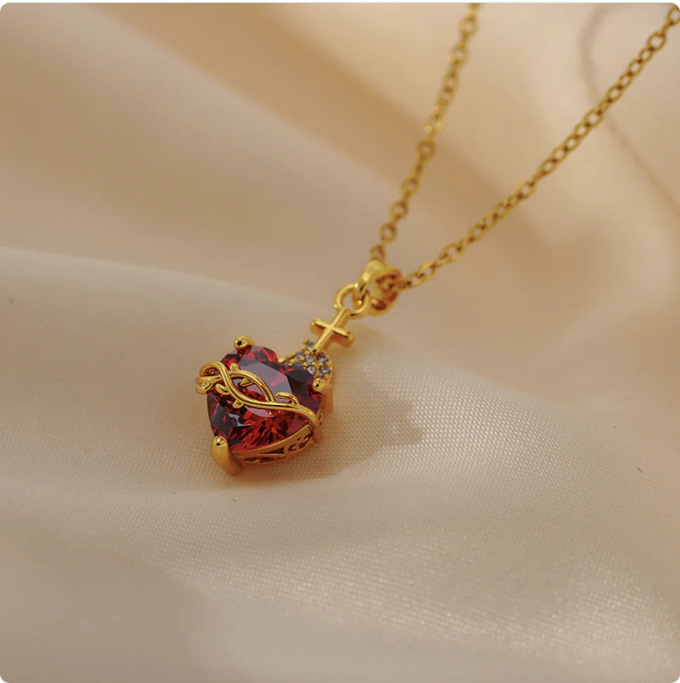 Gold Stainless Steel Love Chain Necklace